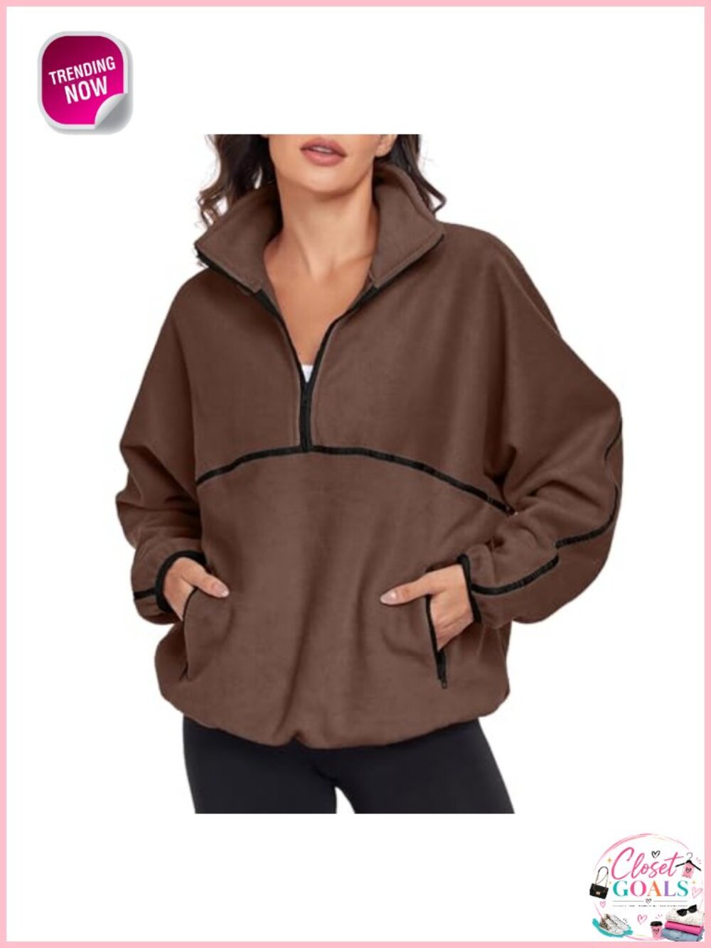 Fuzzy Sherpa Fleece Pullover Oversized Sweatshirt Half Zip Long Sleeve Pocket
